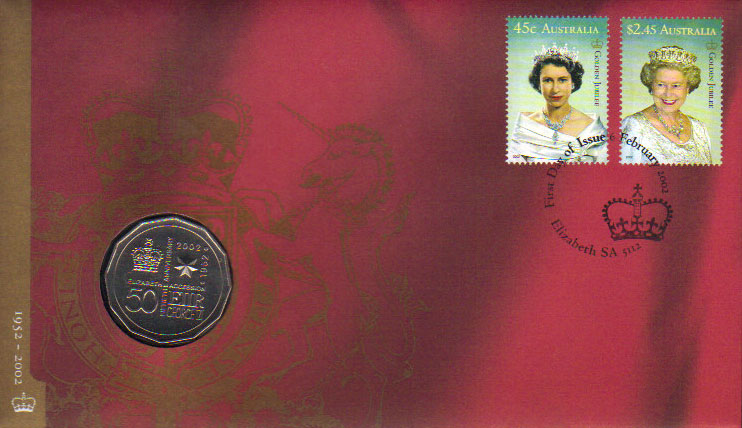 2002 Australia 50 Cents PNC (Queen Elizabeth Accession) K000054